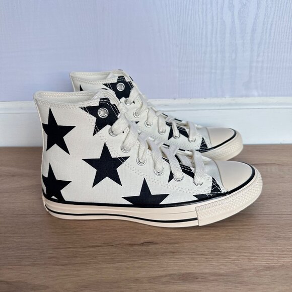 Converse Chuck Taylor Large Stars Hi Sz 7.5 Womens Shoes Sneakers Beige A09898F - Picture 3 of 10